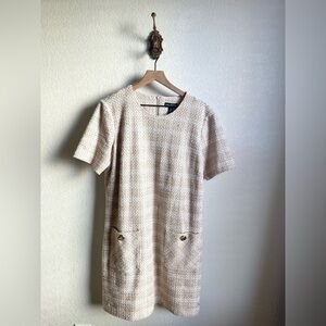 Halston Cream Tweed Dress
